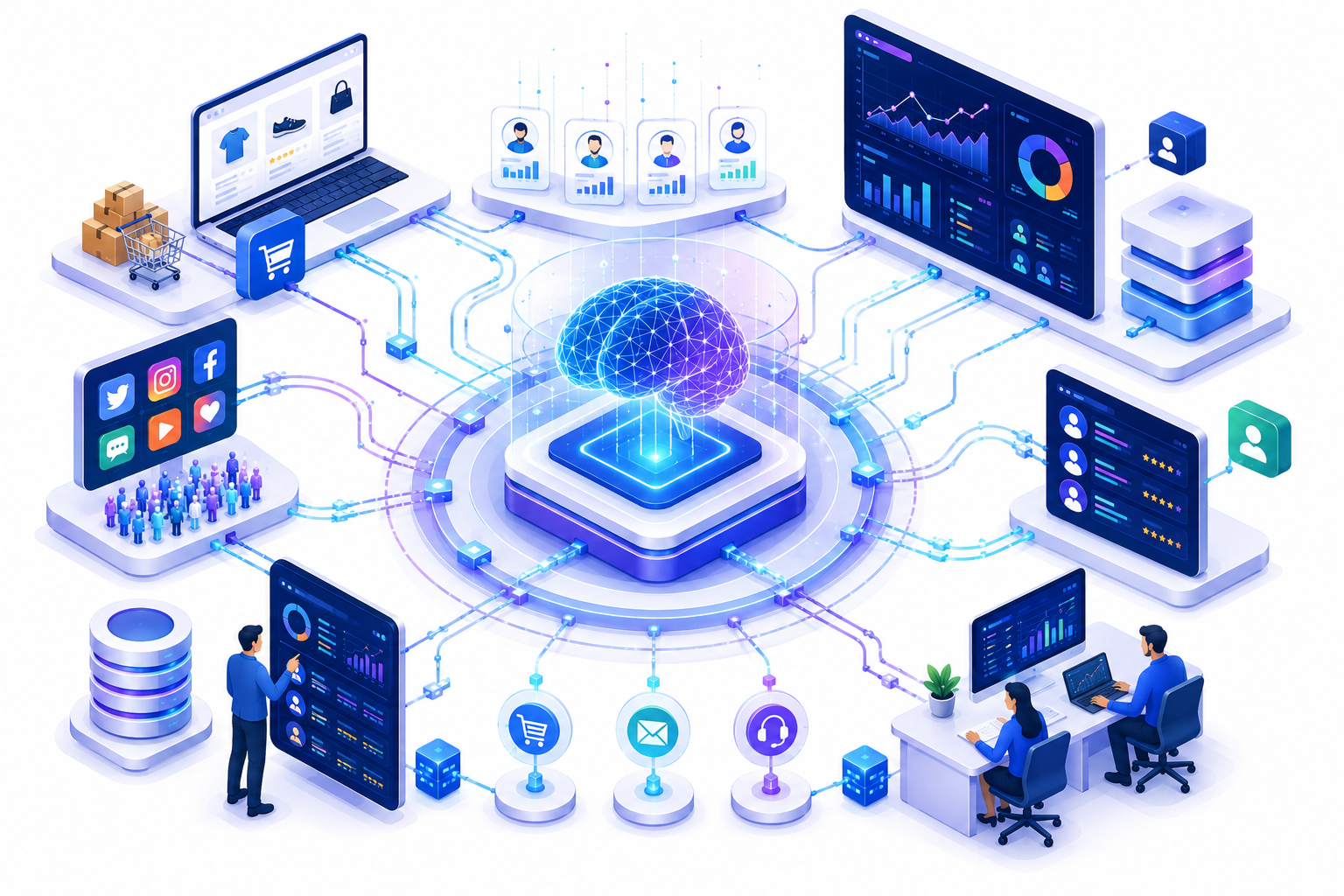 Nền tảng AI Customer Analytics phân tích dữ liệu khách hàng theo thời gian thực trên nhiều hệ thống