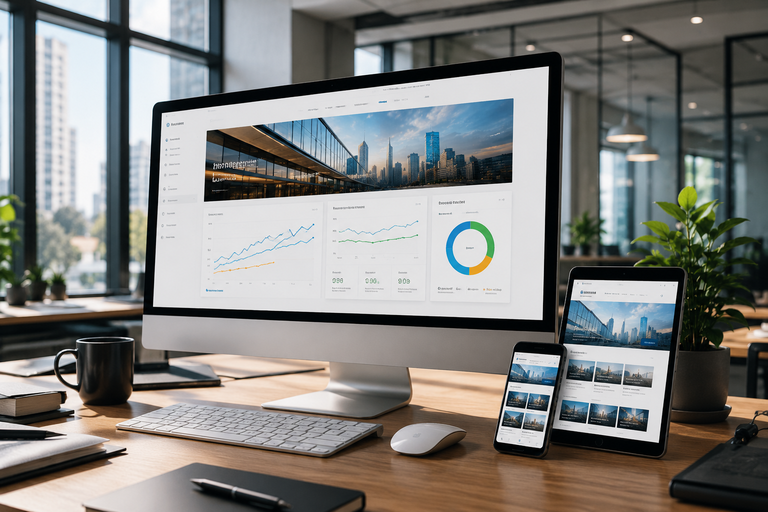 Website chuẩn SEO với giao diện chuyên nghiệp hiển thị trên máy tính và thiết bị di động