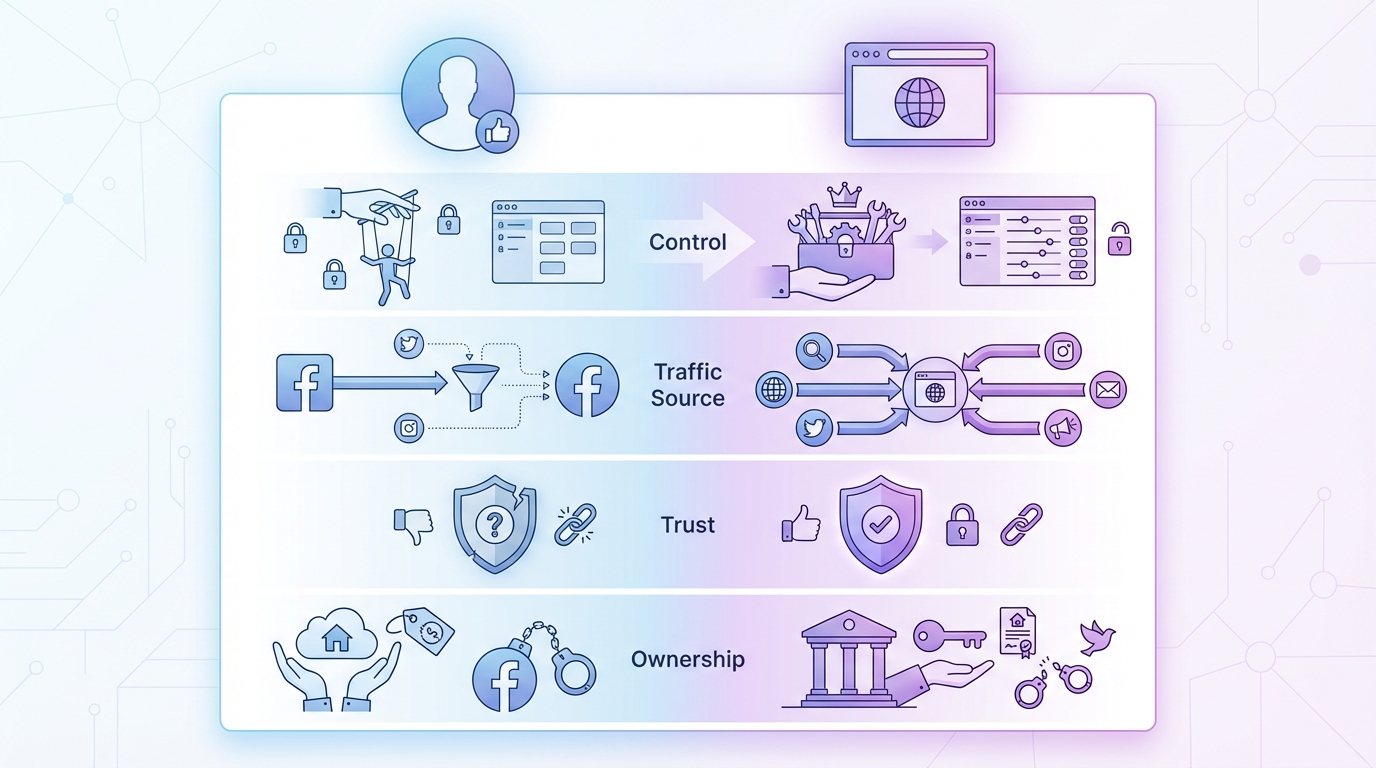 Website và fanpage khác nhau ở bản chất chứ không chỉ tính năng