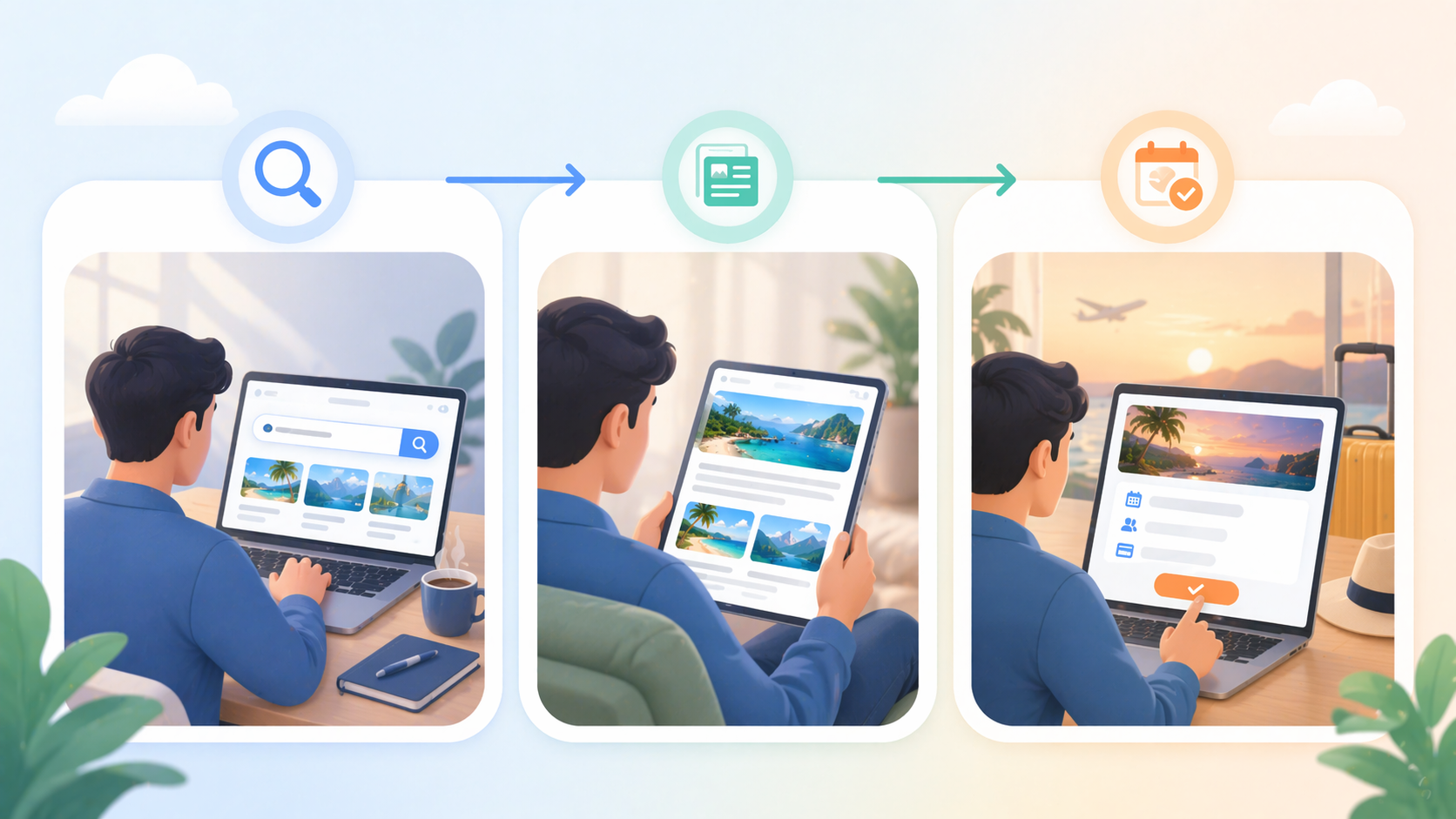 Hành trình khách hàng từ tìm kiếm thông tin du lịch đến đặt tour trên website