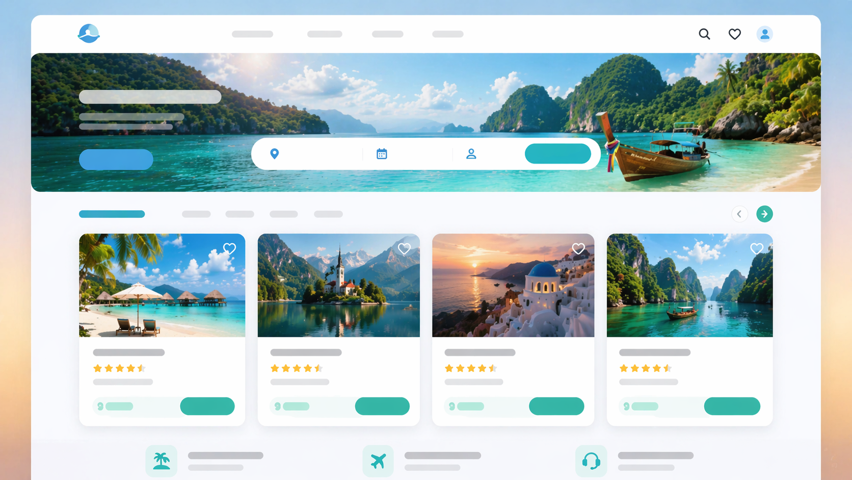Giao diện website du lịch chuyên nghiệp với danh sách tour, giá và nút đặt tour rõ ràng