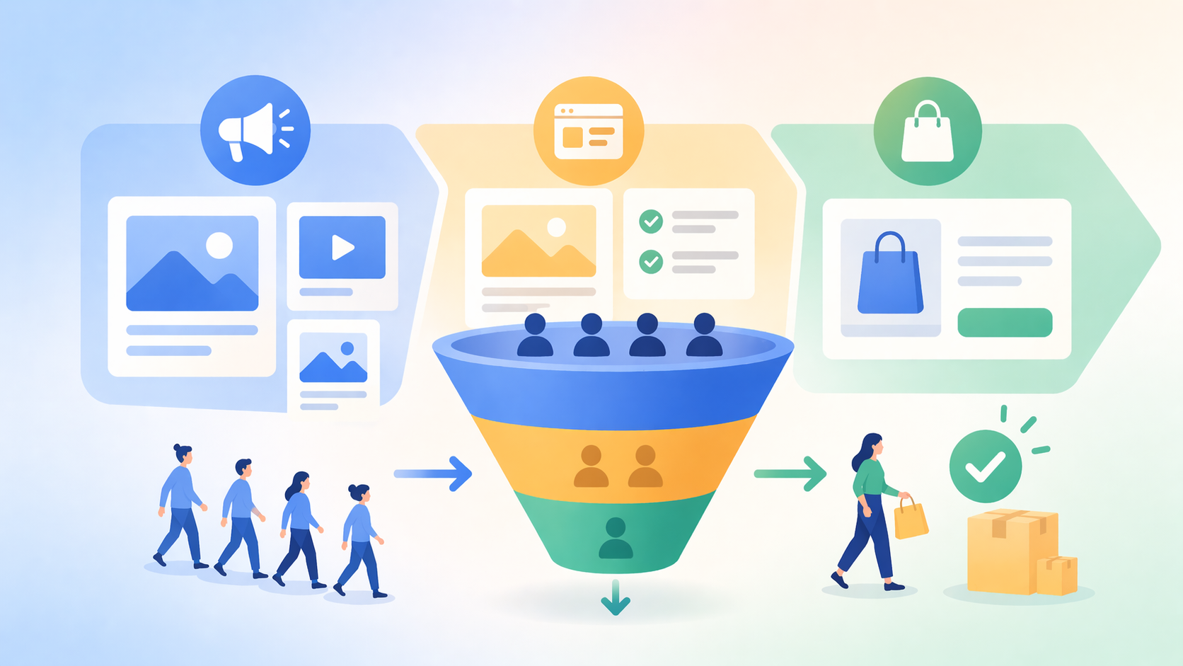 mô hình phễu nội dung từ thu hút đến chuyển đổi trong seo website